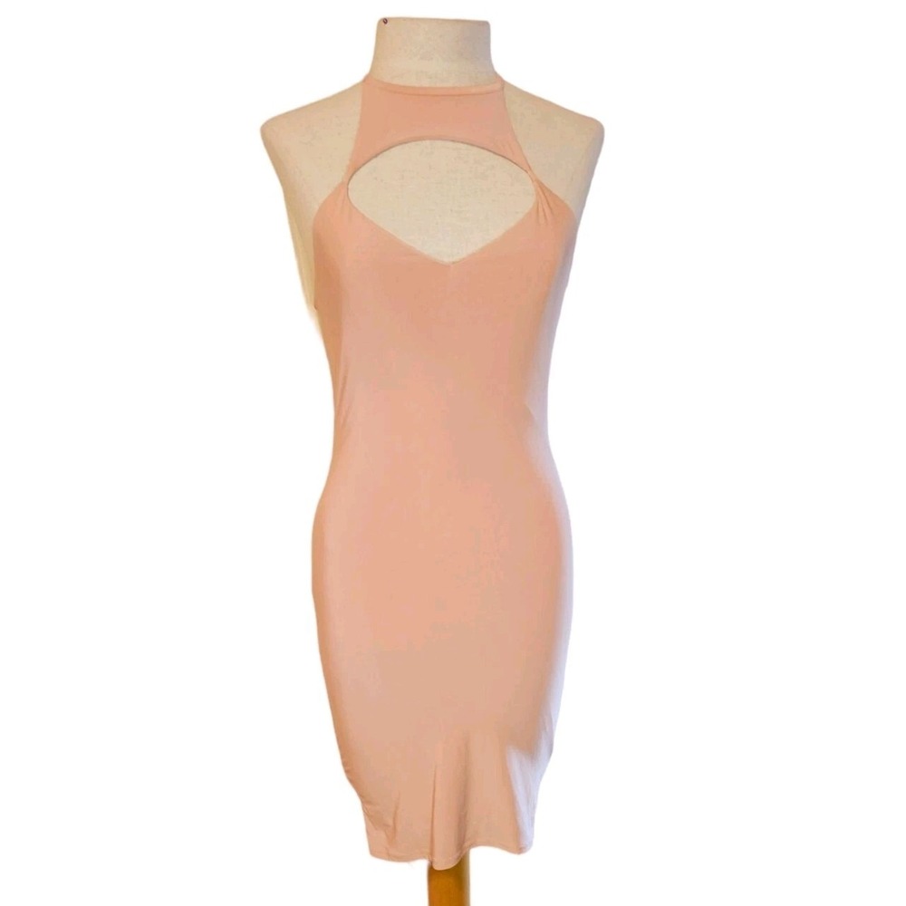 Mezzanine dress size Small high neck cutout bodycon peachy‎ pink